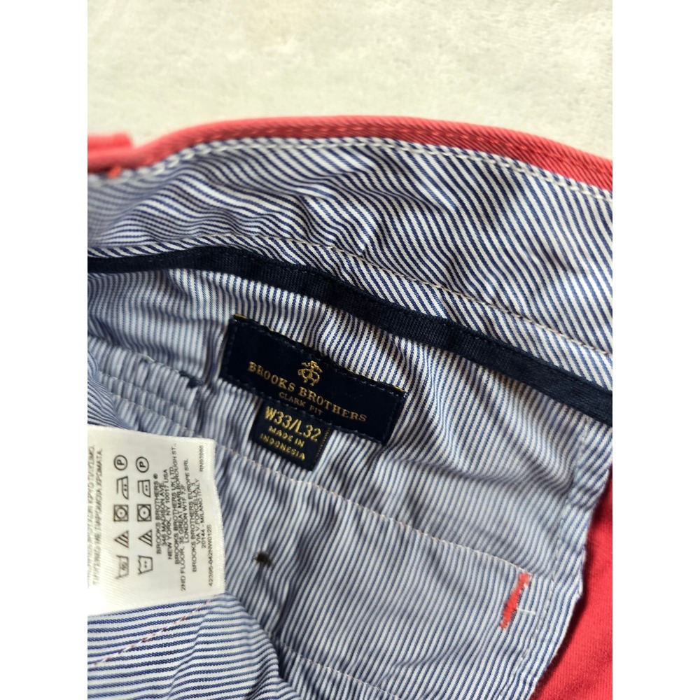 Brooks Brothers Chinos Men 33x31 Red Cotton Stretch Clark Fit Pants - Picture 5 of 9